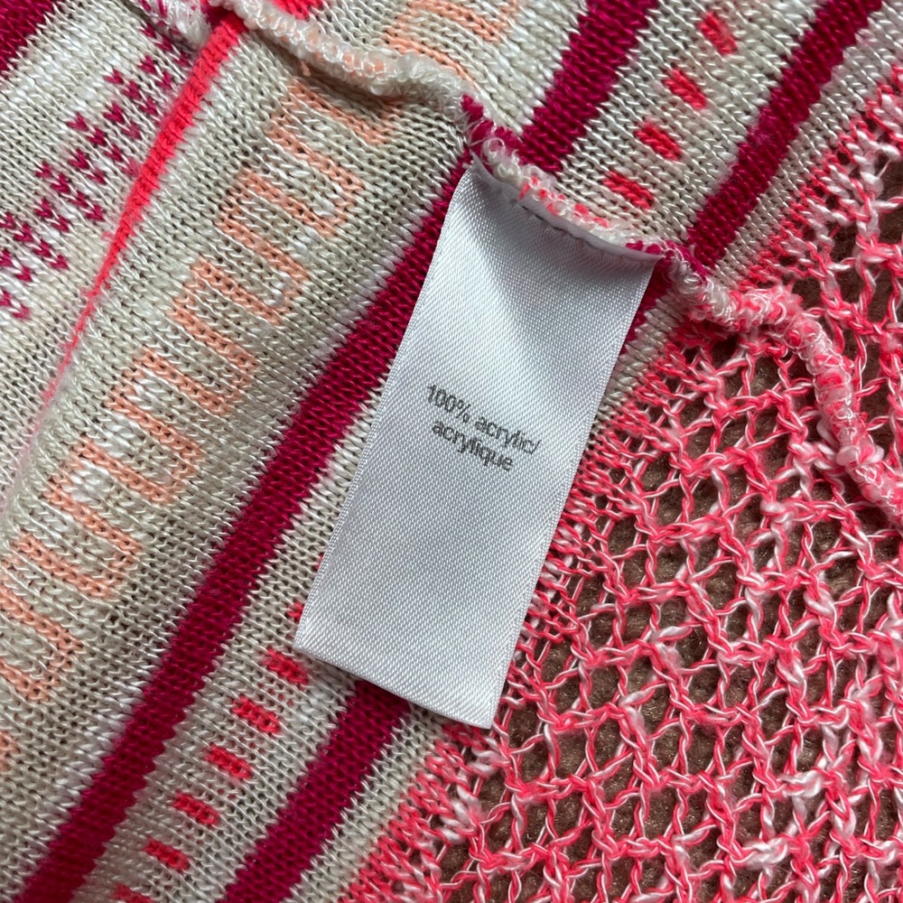 Women’s Maurices Cream and Coral Striped Cardigan Sweater Size M - Picture 9 of 9